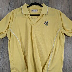Disney Golf Polo Shirt Womens XL Yellow Short Sleeve Embroidered Mickey Collared